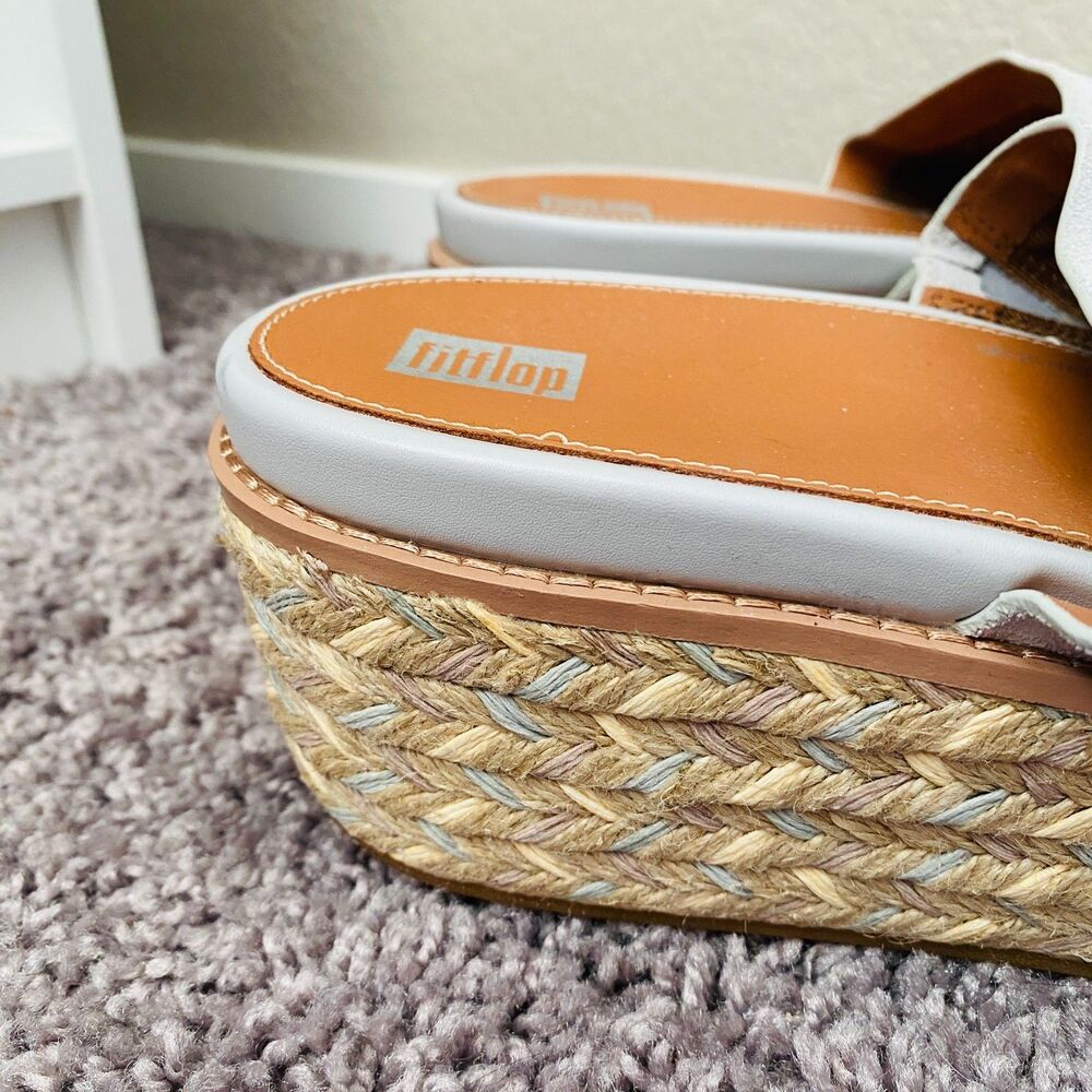 NWT FITFLOP Eloise Espadrille Suede Wedge Slides Soft Grey Size 11 - Picture 3 of 16